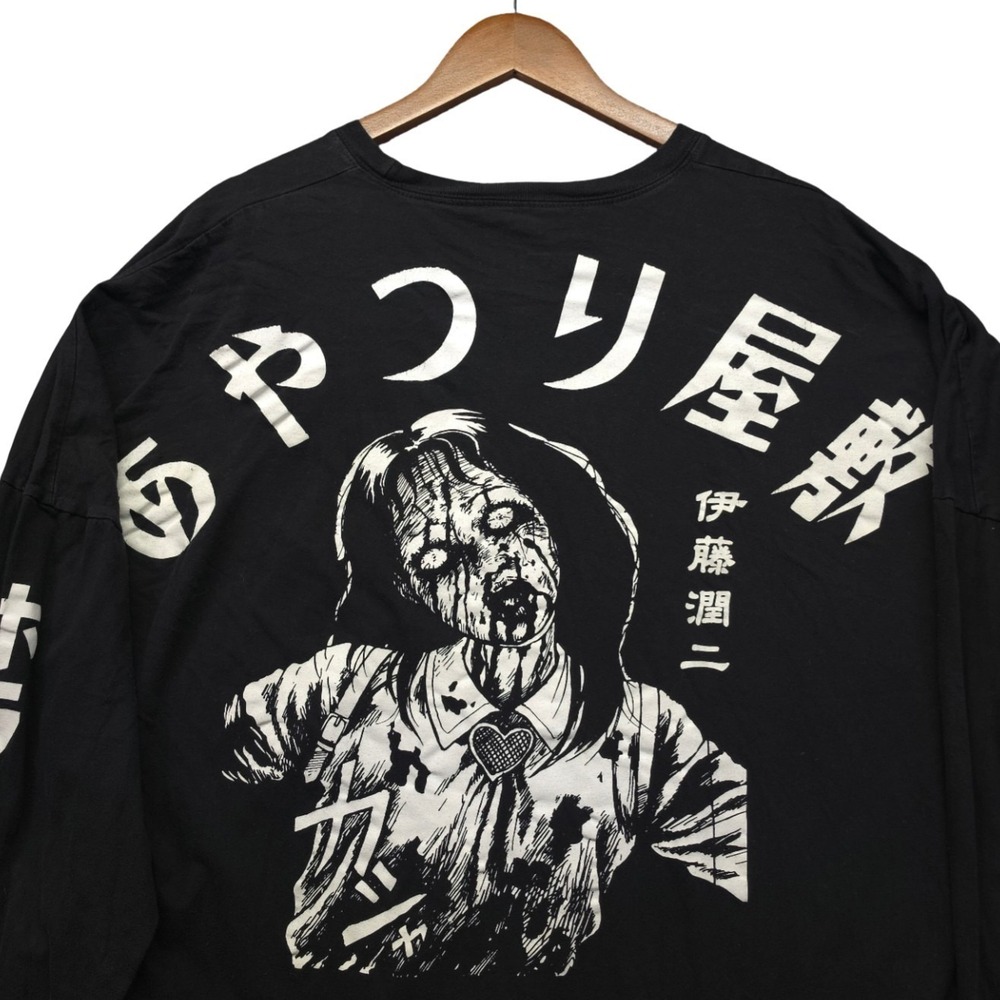 Junji Ito Collection XL Black Long Sleeve Shirt Horror Manga Chapter 10 Graphics